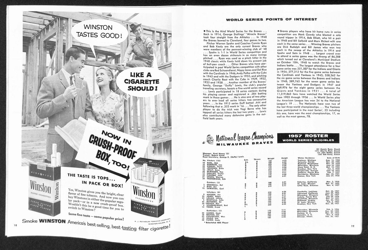 1957 World Series Program Milwaukee Braves vs. New York Yankees Scored 198891