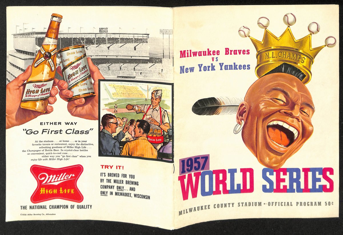 1957 World Series Program Milwaukee Braves vs. New York Yankees Scored 198891