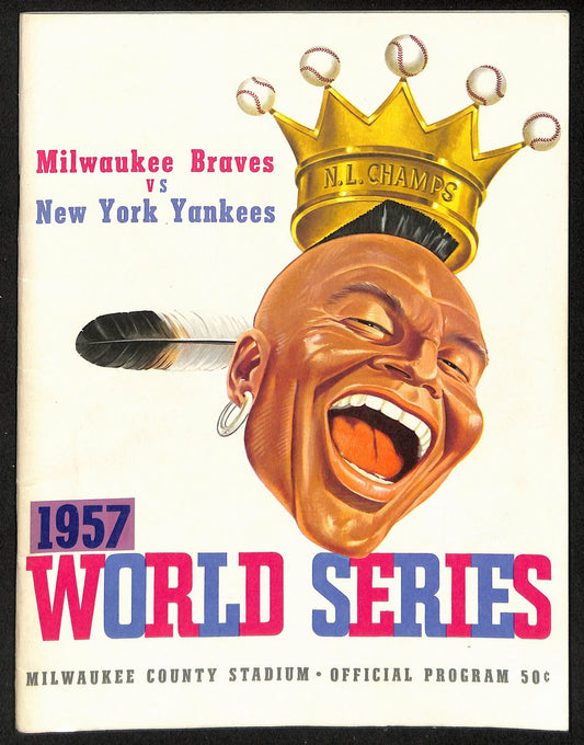 1957 World Series Program Milwaukee Braves vs. New York Yankees 198892