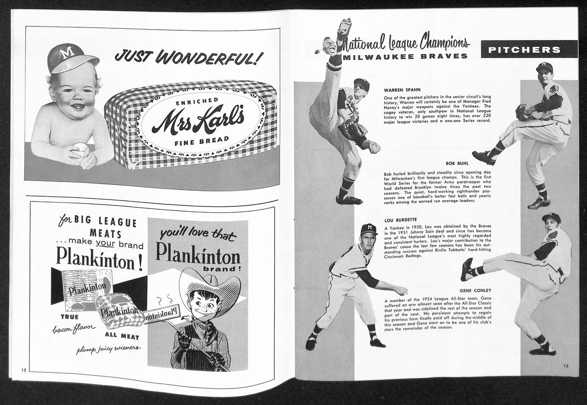 1957 World Series Program Milwaukee Braves vs. New York Yankees 198892