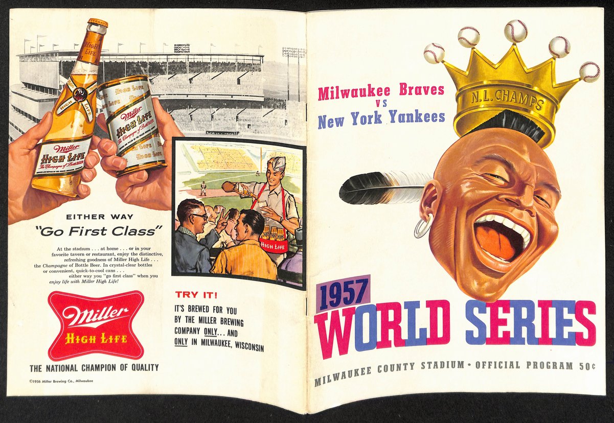 1957 World Series Program Milwaukee Braves vs. New York Yankees 198892