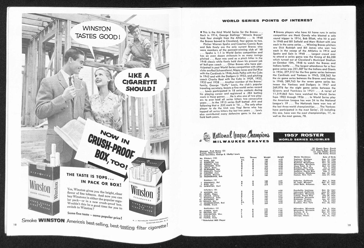 1957 World Series Program Milwaukee Braves vs. New York Yankees Scored 198893