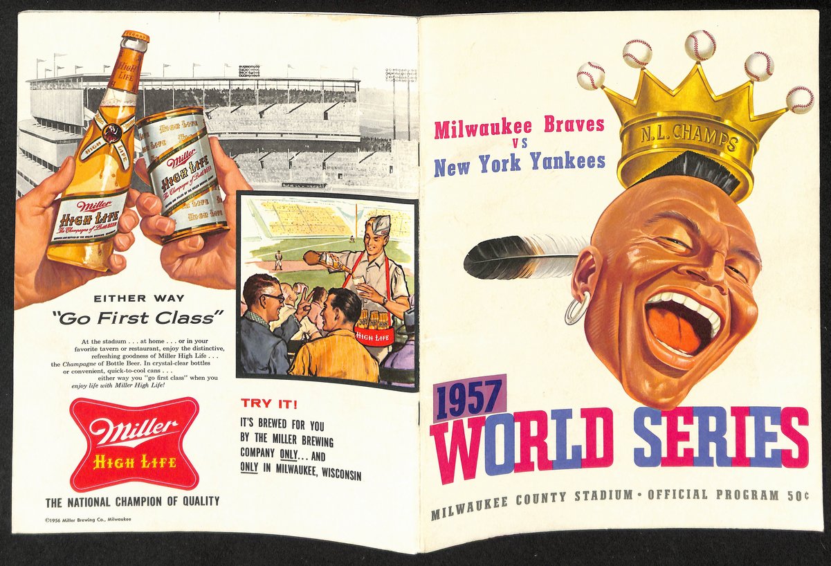 1957 World Series Program Milwaukee Braves vs. New York Yankees Scored 198893
