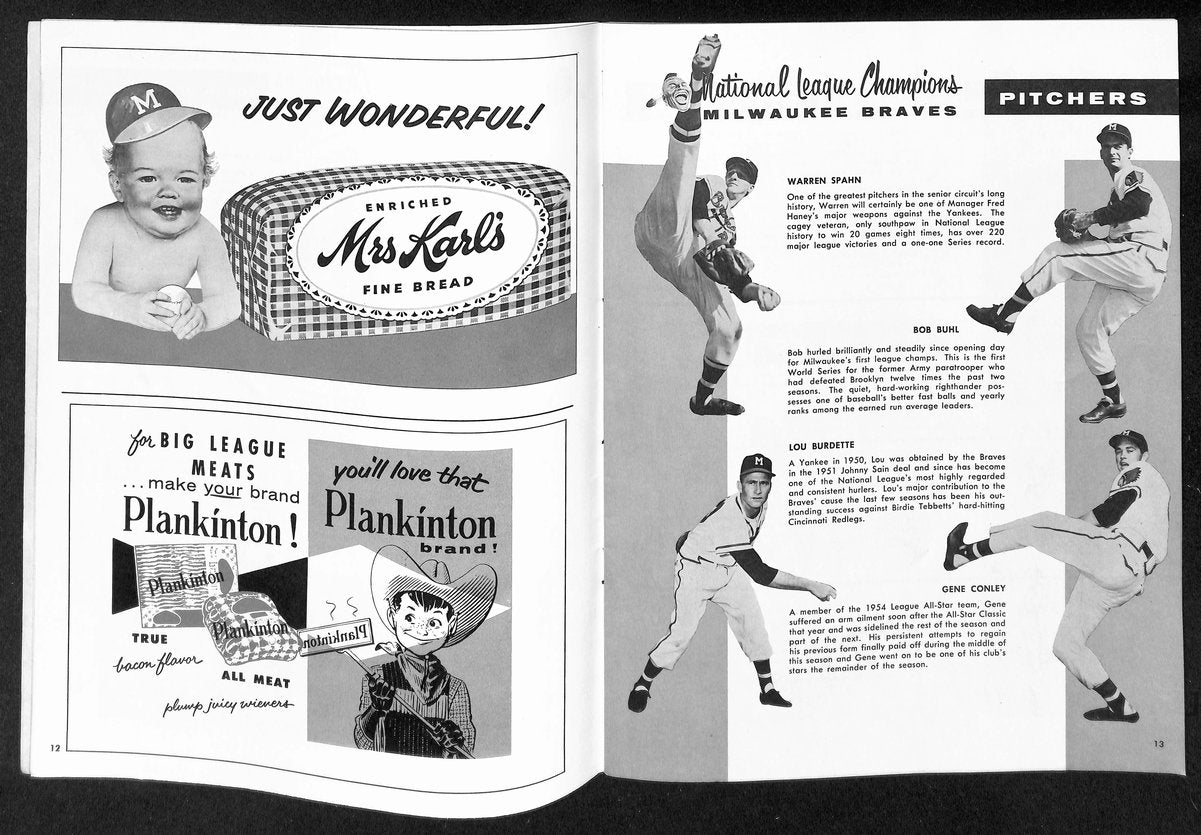 1957 World Series Program Milwaukee Braves vs. New York Yankees 198894