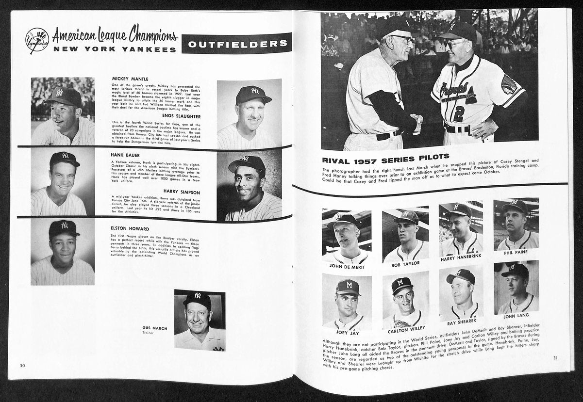 1957 World Series Program Milwaukee Braves vs. New York Yankees 198894