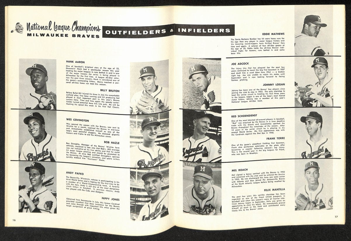 1957 World Series Program Milwaukee Braves vs. New York Yankees 198895