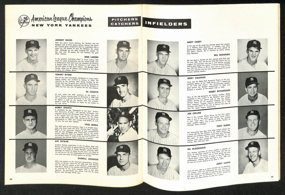 1957 World Series Program Milwaukee Braves vs. New York Yankees 198895