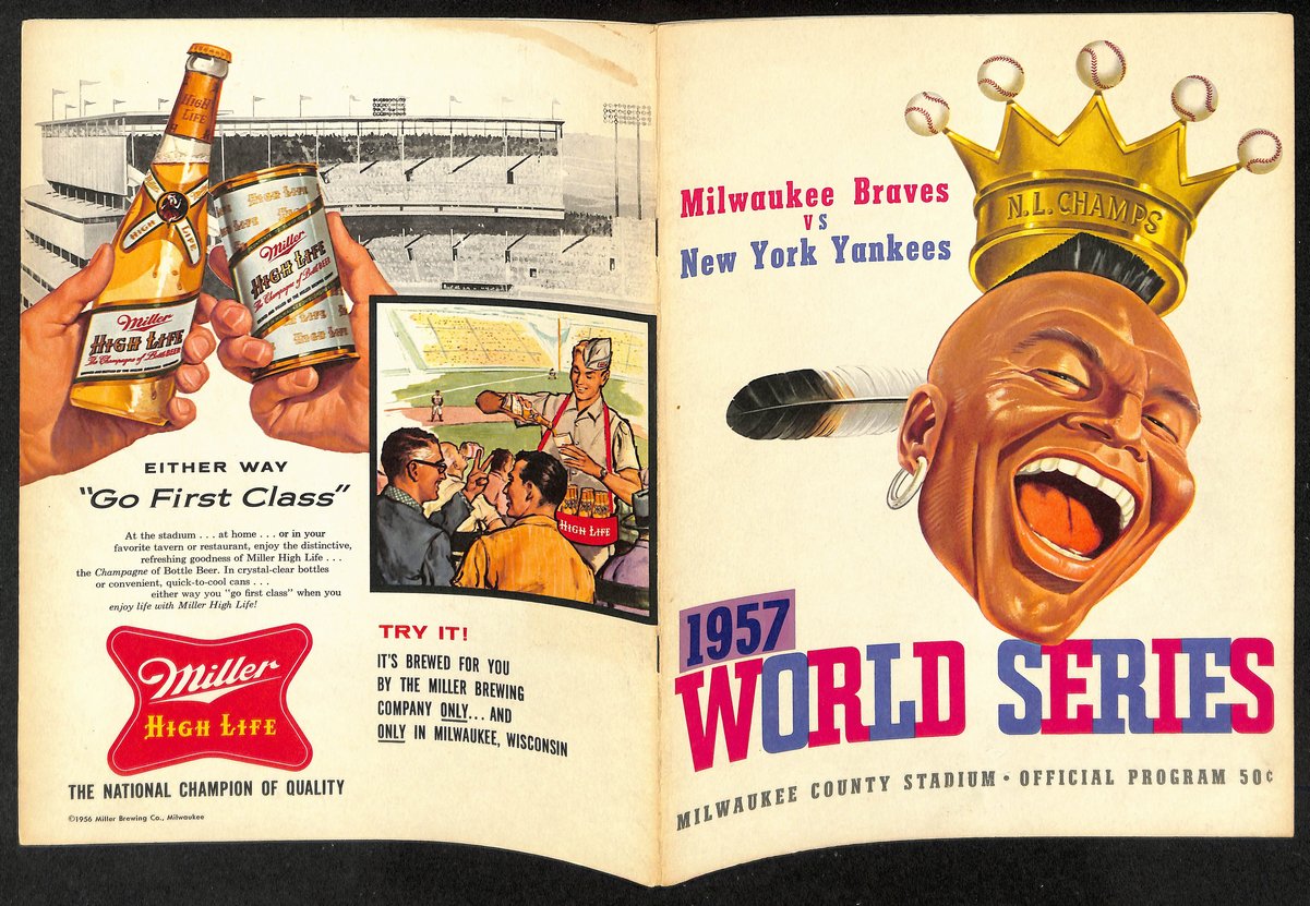 1957 World Series Program Milwaukee Braves vs. New York Yankees 198895