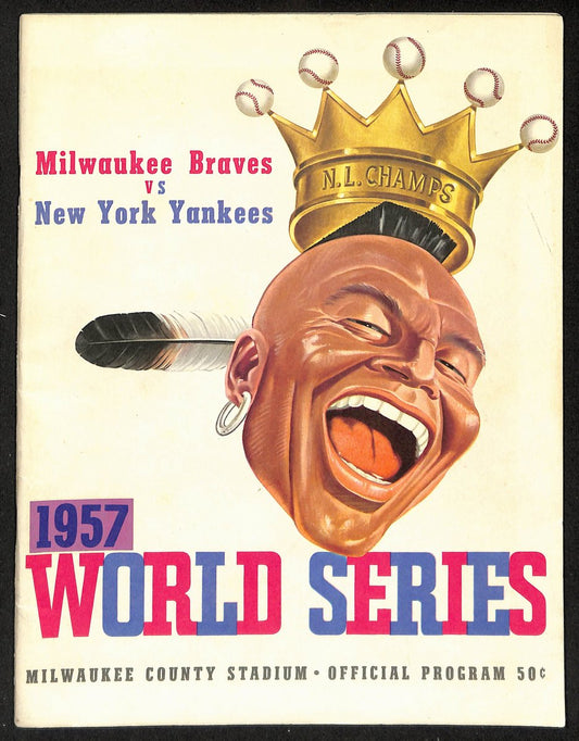 1957 World Series Program Milwaukee Braves vs. New York Yankees 198896