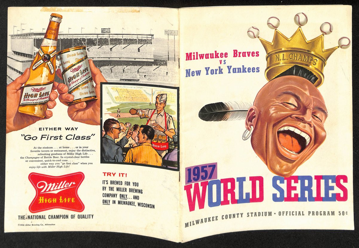 1957 World Series Program Milwaukee Braves vs. New York Yankees 198896