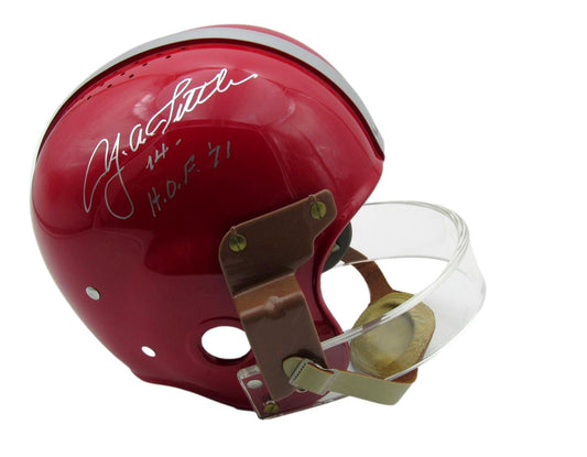 Y.A. Tittle HOF Signed/Inscr Full Size Rep RK Suspension Helmet 49ers JSA 198561