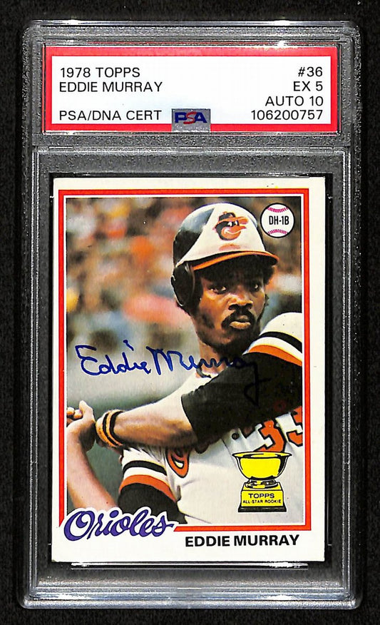 Eddie Murray HOF Signed/Auto On Card 1978 TOPPS RC Card #36 PSA/DNA Auto 10