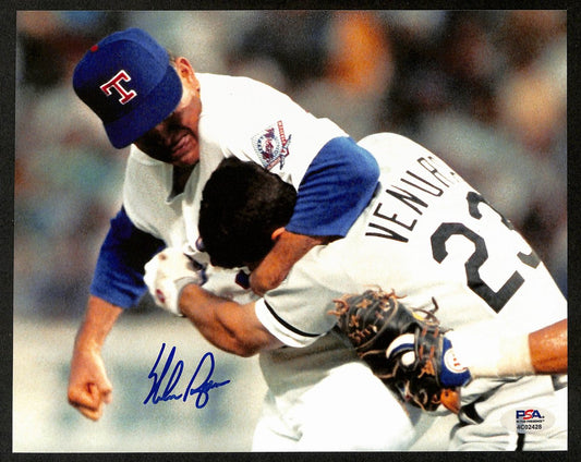 Nolan Ryan HOF Autographed 8x10 Fight Photo Texas Rangers PSA/DNA 198861