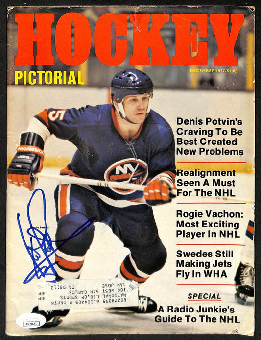 Denis Potvin HOF Signed 1977 Hockey Pictorial Magazine Islanders JSA 198399