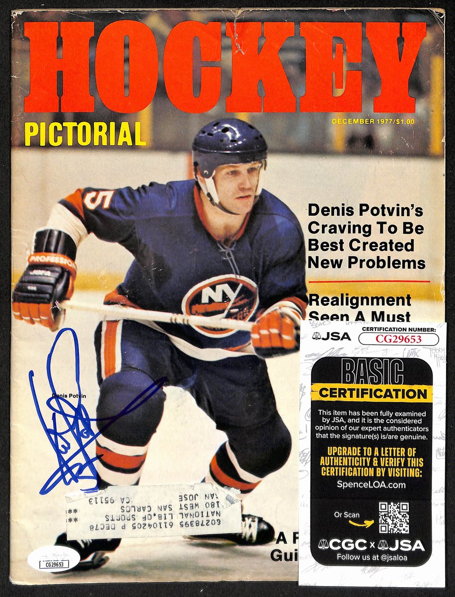Denis Potvin HOF Signed 1977 Hockey Pictorial Magazine Islanders JSA 198399