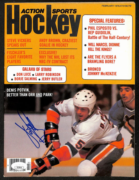 Denis Potvin HOF Signed 1976 Action Sports Hockey Magazine Islanders JSA 198401