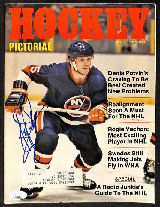 Denis Potvin Signed December 1977 Hockey Pictorial Magazine Rangers JSA 198403