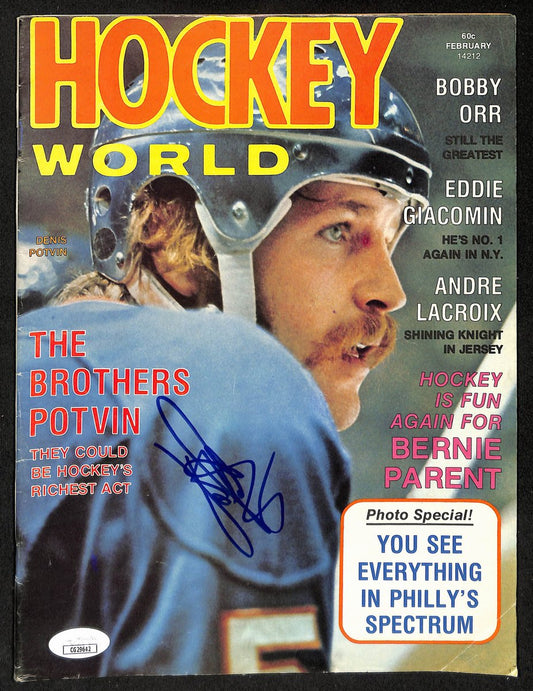 Denis Potvin HOF Signed 1974 Hockey World Magazine No Label Islanders JSA 198410