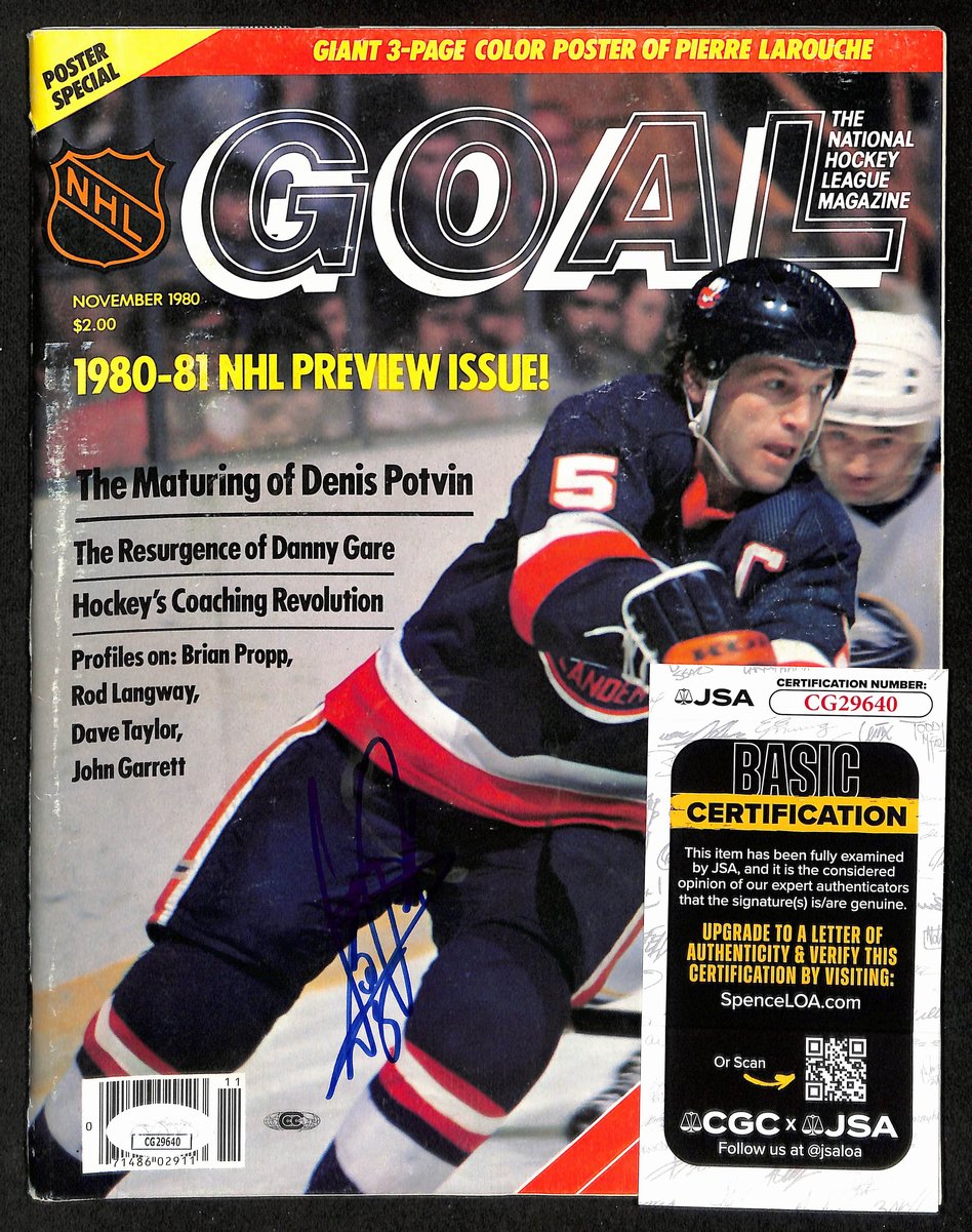 Denis Potvin HOF Signed 1980 NHL GOAL Magazine No Label Islanders JSA 198412