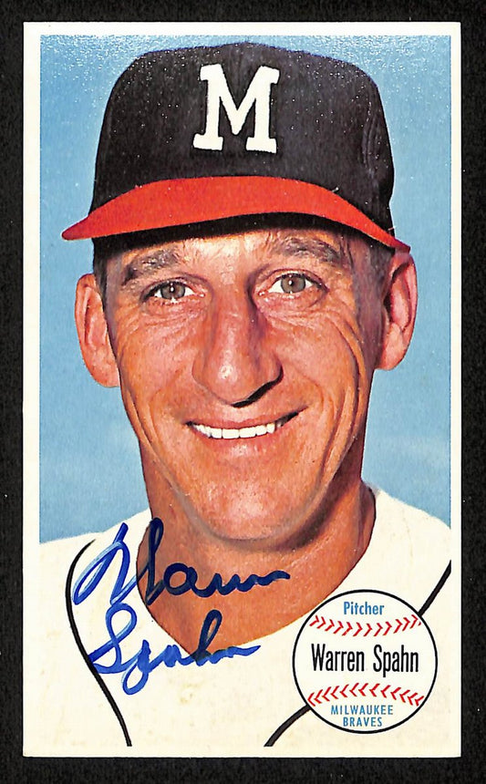 Warren Spahn HOF Signed/Auto 1964 TOPPS Giants Card #31 Milwaukee Braves 199192