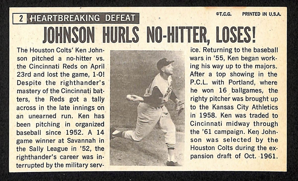 Ken Johnson Signed/Inscribed 1964 TOPPS Giants Card #2 Houston Colts 199204
