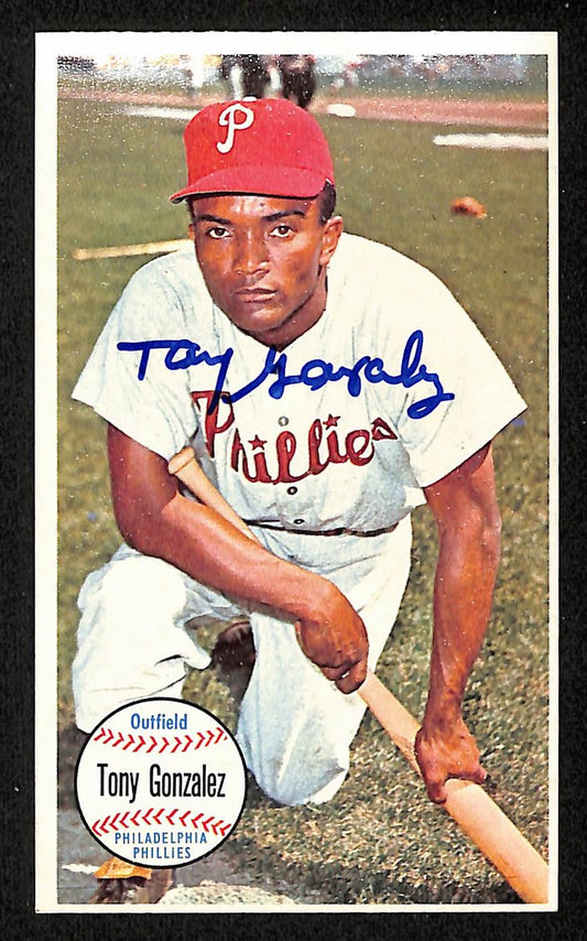 Tony Gonzalez Signed 1964 TOPPS Giants Card #14 Philadelphia Phillies 199190