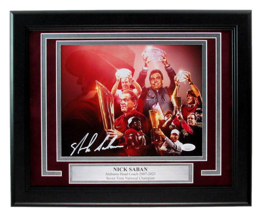 Nick Saban Signed/Autographed 8x10 Photo Alabama Coach Framed JSA 198592