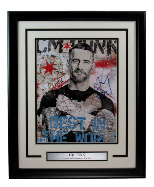 CM Punk WWE Wrestler Signed/Autographed 11x14 Photo Framed Beckett 198566