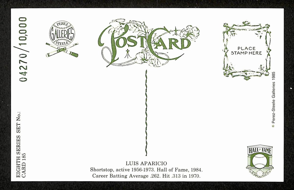 Luis Aparicio HOF Signed/Auto 1984 Perez-Steele Postcard #185 White Sox 199171