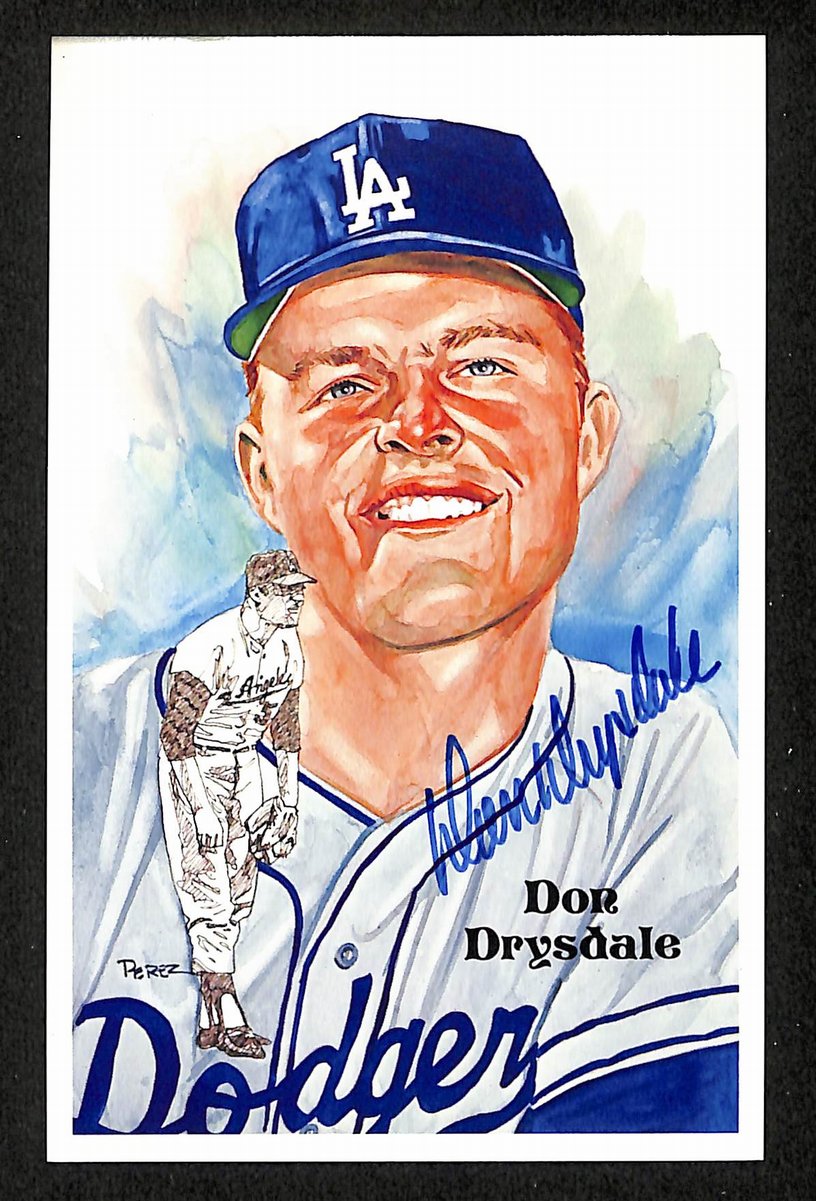 Don Drysdale HOF Signed/Auto 1985 Perez-Steele Postcard #186 Dodgers 199175