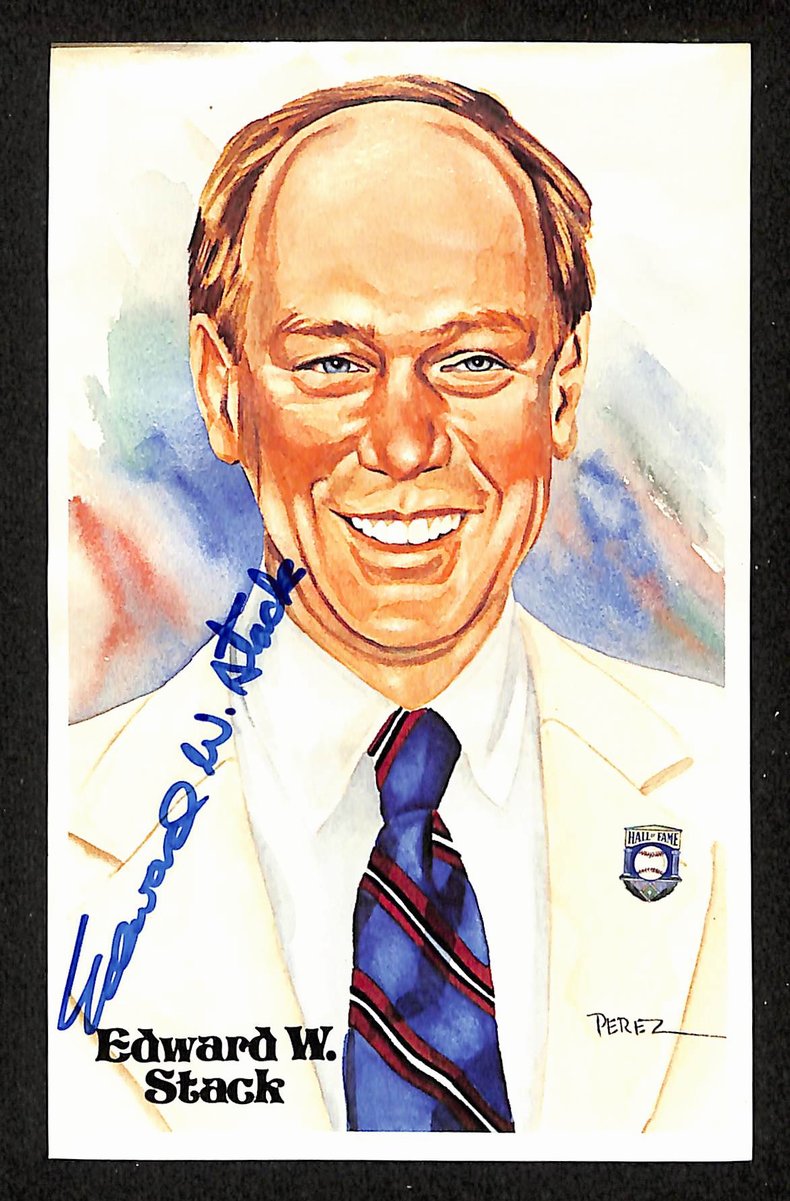 Edward W. Stack HOF Signed 1981 Perez-Steele Postcard #D President HOF 199176