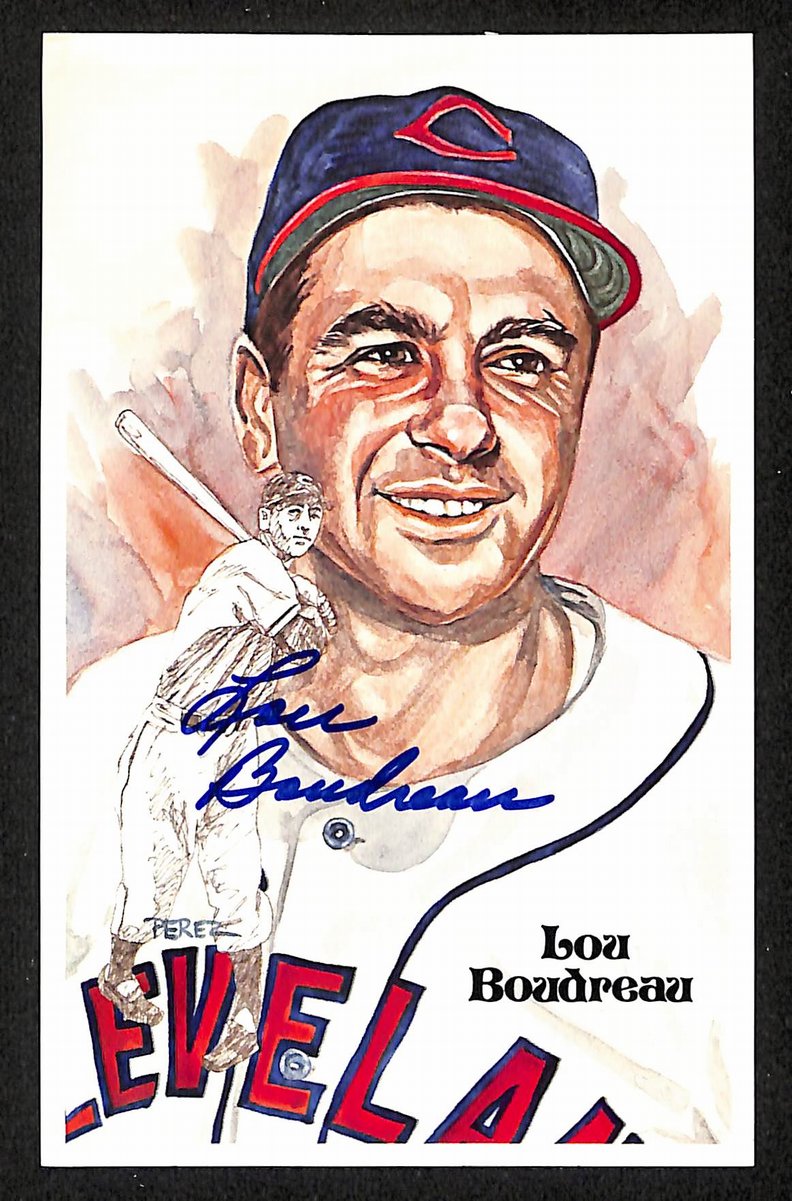 Lou Boudreau HOF Signed/Auto 1981 Perez-Steele Postcard #115 Indians 199186