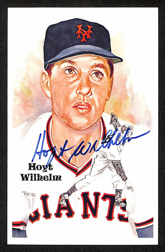 Hoyt Wilhelm HOF Signed/Auto 1985 Perez-Steele Postcard #193 NY Giants 199188