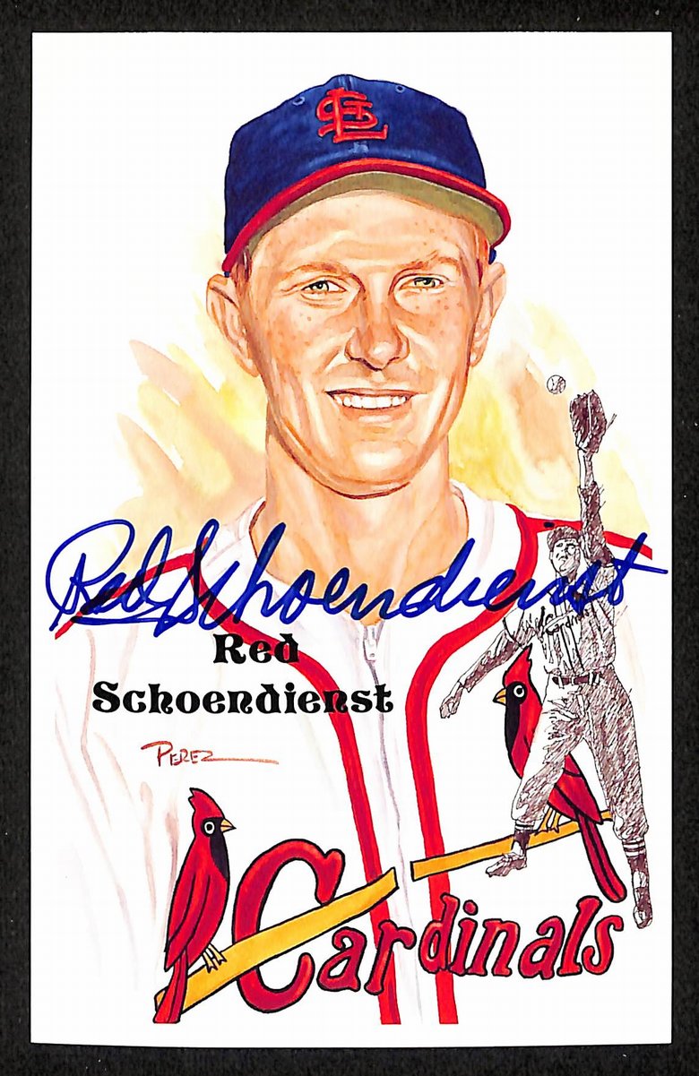 Red Schoendienst HOF Signed 1989 Perez-Steele Postcard #203 Cardinals 199189