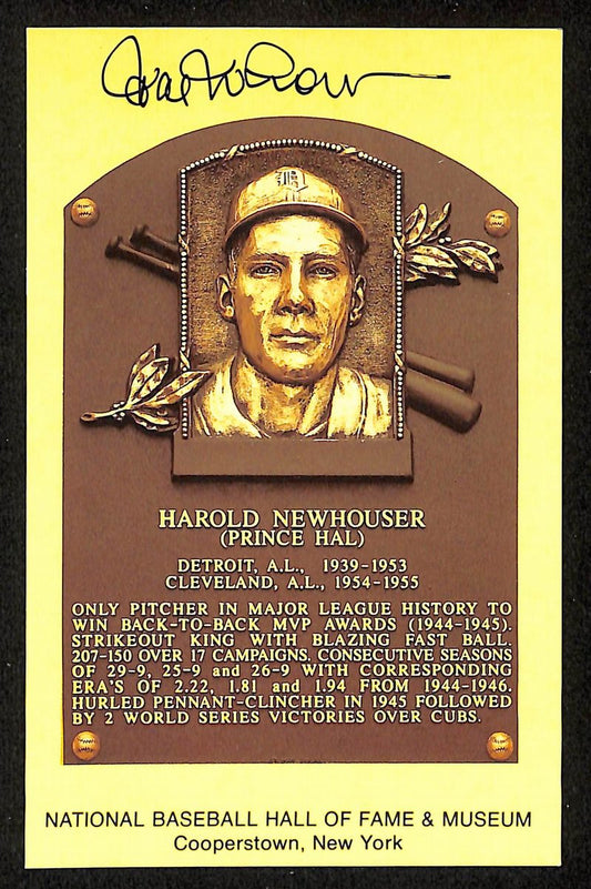 Hal Newhouser Signed/Autographed Gold HOF Plaque Postcard Detroit Tigers 199221