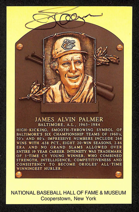 Jim Palmer Signed/Autographed Gold HOF Plaque Postcard Baltimore Orioles 199230