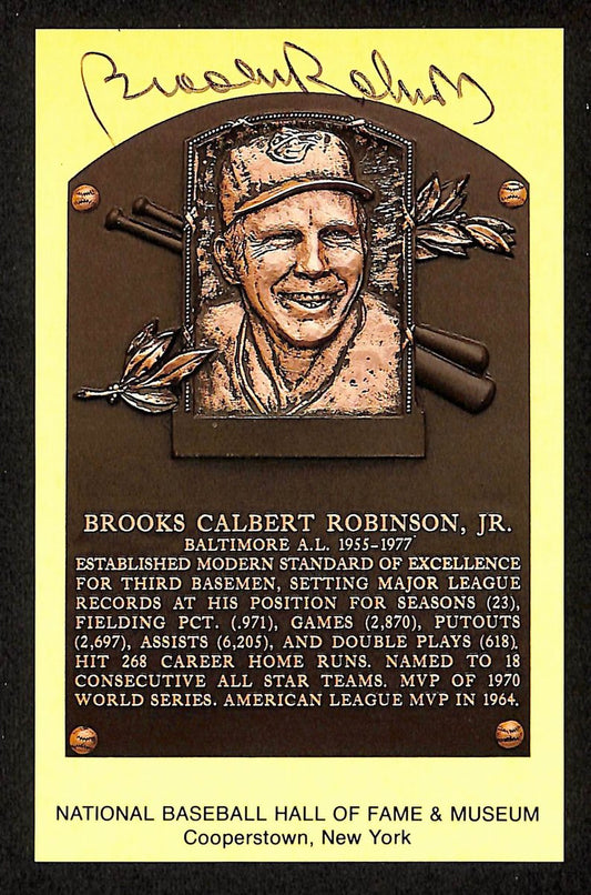 Brooks Robinson Signed/Auto Gold HOF Plaque Postcard Baltimore Orioles 199231