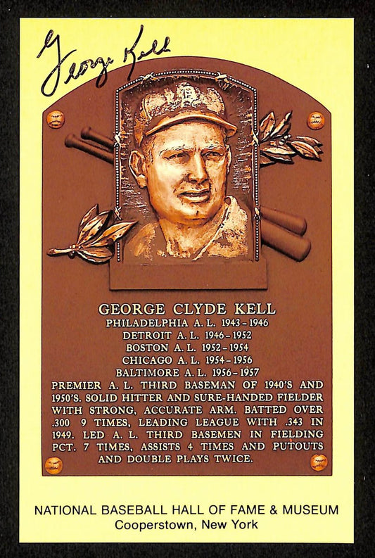 George Kell Signed/Autographed Gold HOF Plaque Postcard Detroit Tigers 199248