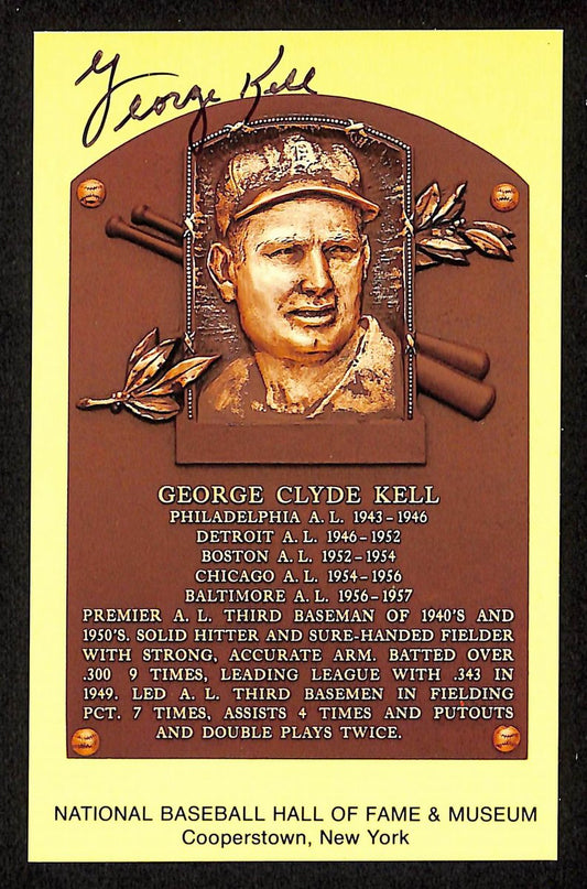 George Kell Signed/Autographed Gold HOF Plaque Postcard Detroit Tigers 199249