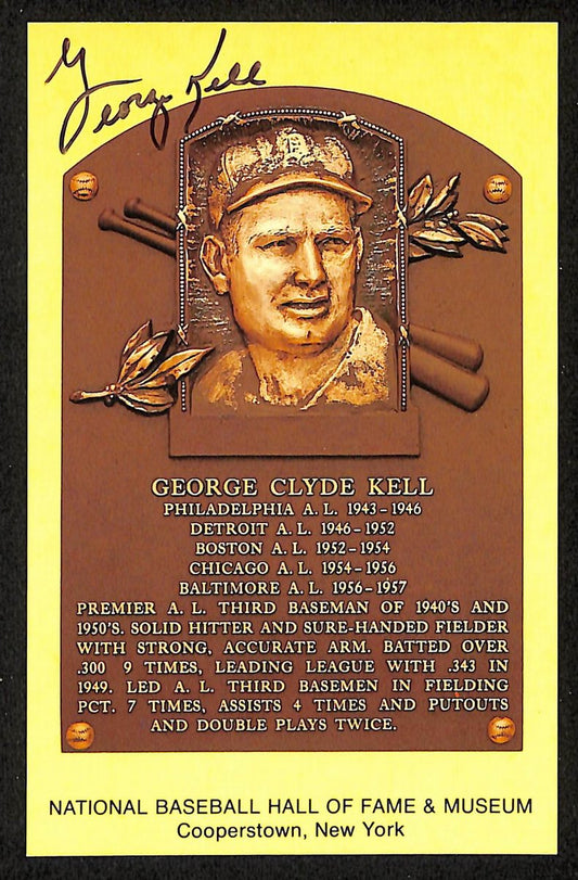 George Kell Signed/Autographed Gold HOF Plaque Postcard Detroit Tigers 199259