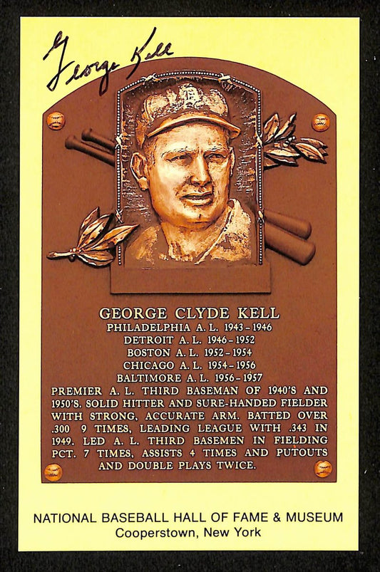 George Kell Signed/Autographed Gold HOF Plaque Postcard Detroit Tigers 199260