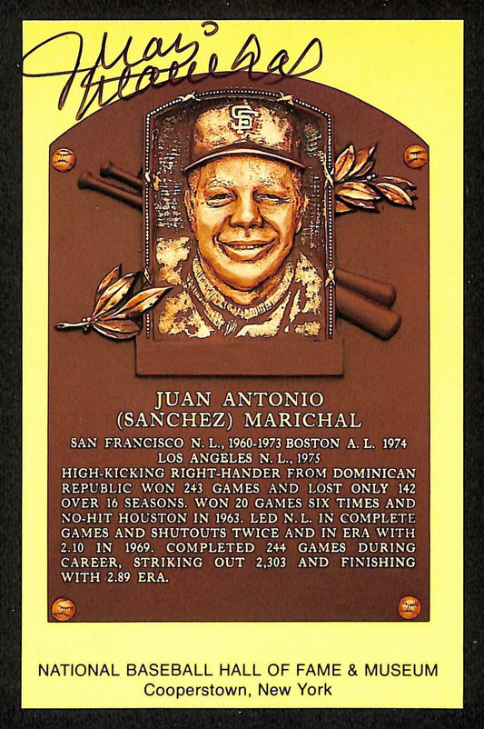 Juan Marichal Signed/Auto Gold HOF Plaque Postcard San Francisco Giants 199275
