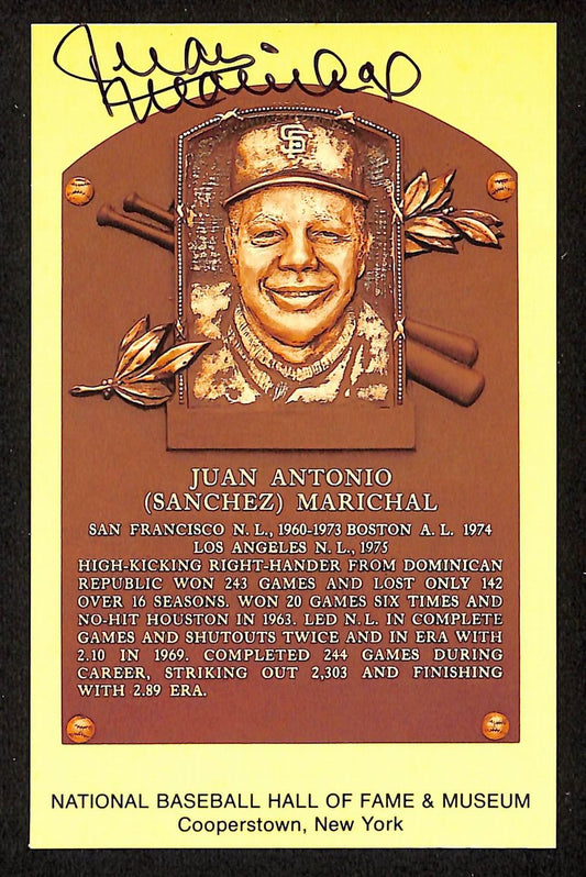 Juan Marichal Signed/Auto Gold HOF Plaque Postcard San Francisco Giants 199276