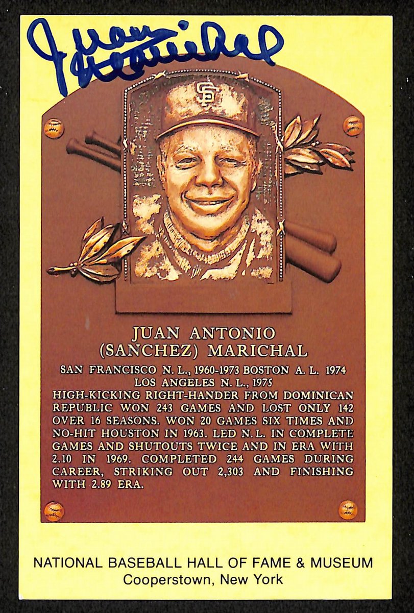 Juan Marichal Signed/Auto Gold HOF Plaque Postcard San Francisco Giants 199278