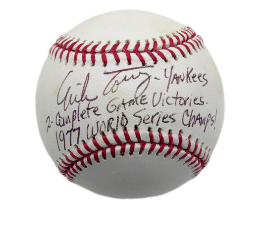 Mike Torrez Signed/Inscribed OML Baseball New York Yankees JSA 199452