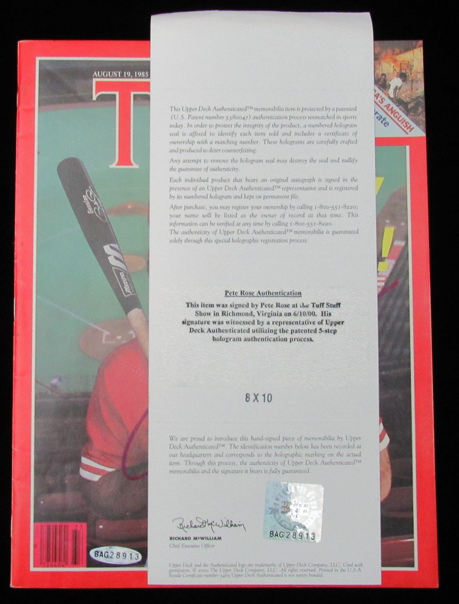 Pete Rose Signed/Inscr 8/19/1985 TIME Magazine NO LABEL Newstand UDA 199493
