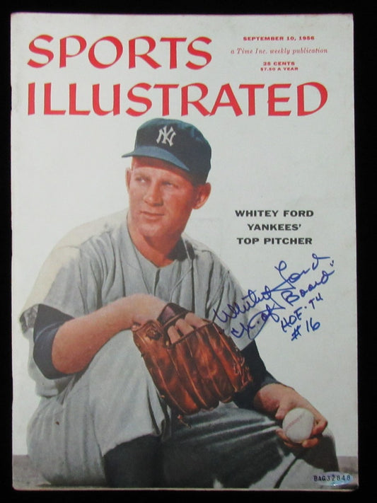Whitey Ford Signed/Inscr 9/10/56 Sports Illustrated Magazine NO LABEL UDA 199494