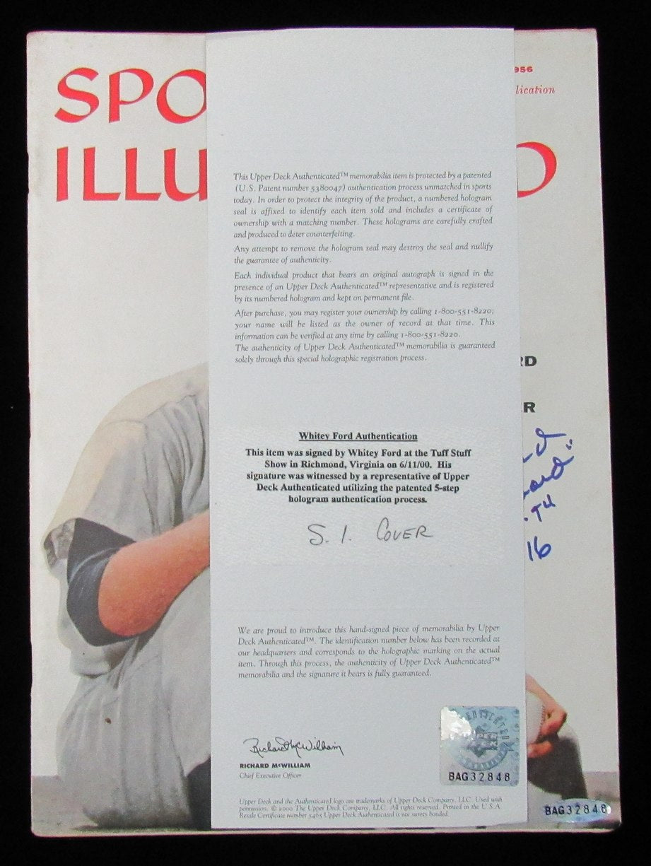 Whitey Ford Signed/Inscr 9/10/56 Sports Illustrated Magazine NO LABEL UDA 199494