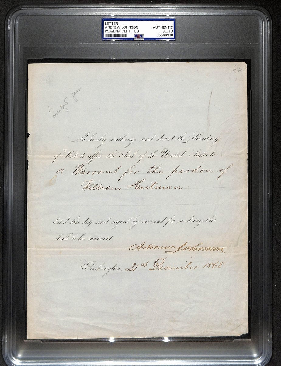Andrew Johnson Signed 8x10 Presidential Letter – PSA/DNA Encapsulated 199538