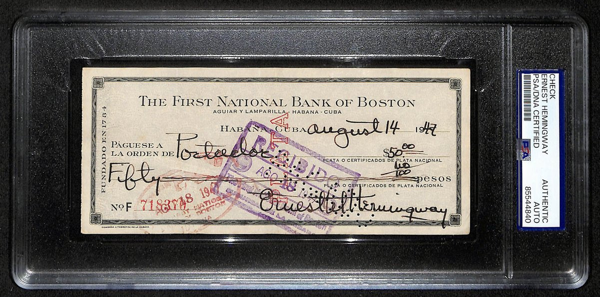 Ernest Hemingway Signed Check 1947 – PSA/DNA Encapsulated 199527
